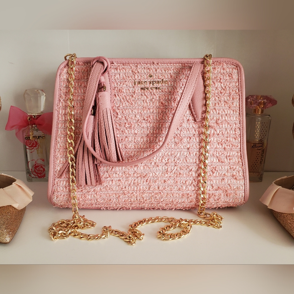 LIKE NEW Kate Spade Rowe Summer Tweed Pink Satchel
